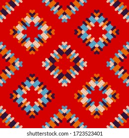 Design with manual hatching. Ethnic boho ornament. Seamless background. Tribal motif. Vector illustration for web design or print.