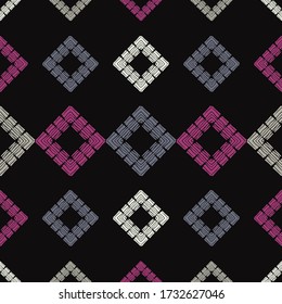 Design with manual hatching. Ethnic boho ornament. Seamless background. Tribal motif. Vector illustration for web design or print.