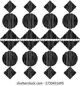 Design mit manueller Schraffierung. Ethnischer Boho-Ornament. Nahtloser Hintergrund. Stammesmotiv. Vector Illustration für Webdesign oder Print.