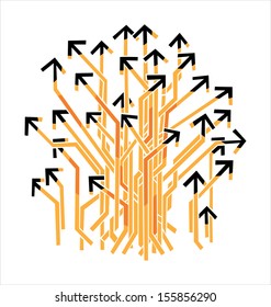 Design of many Arrows pointing up and bending into different directions