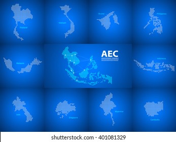 Design map of AEC, Asean Economic Community. vector illustration, EPS10