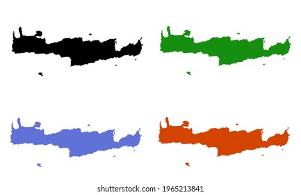 design of the map silhouette of the island of Crete in Greece with white background