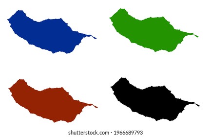 design of a map silhouette of the island of Madeira in Portugal on a white background