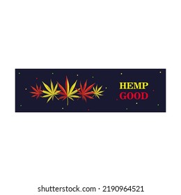 Design With Marihuana Bush And Leaves. Colorful Ganja And Text On Dark Background. Hemp And Legal Drug Concept. Template For Poster, Promotion Or Web Design