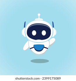 mascota de diseño lindo robot tejedor ondear mano caricatura vectorial ilustración ciencia tecnología futurista inteligente concepto de ai