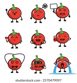 design mascot tomato cute set 