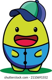 Design mascot vector green egg using blue sports jersey