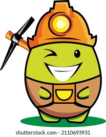 Design mascot vector green egg of gold miner 
