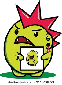 Design mascot vector of green egg angry punk with mohawk hairstyle