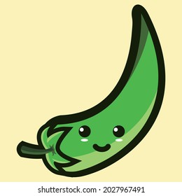 Design mascot vector illustration of green hot chilli