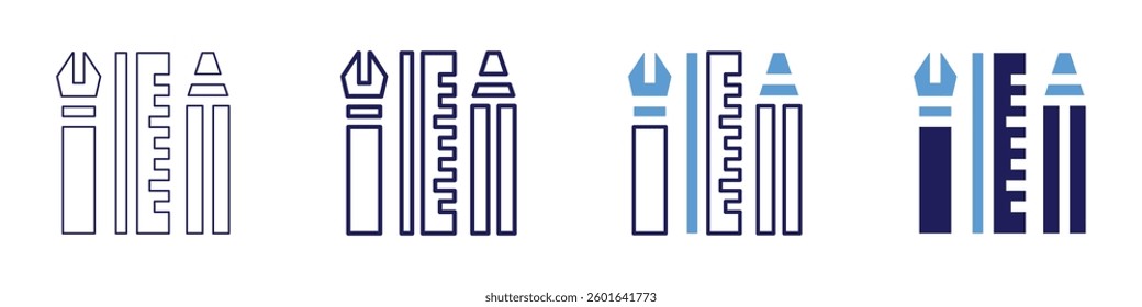 Design mastery icon in 4 different styles. Thin Line, Line, Bold Line, Duotone. Duotone style. Editable stroke.