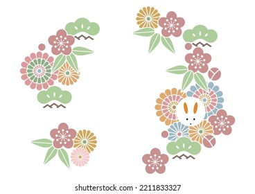 Design materials templates.
A Frame design of Japanese pattern "rabbit" for New Year's decoration.