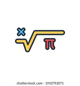 The design of the math formula education outline color icon pack vector illustration, this vector is suitable for icons, logos, illustrations, stickers, books, covers, etc.