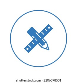 Icono de escala de lápiz de matemáticas | Icono de versión circular |