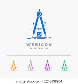 Design, measure, product, refinement, Development 5 Color Glyph Web Icon Template isolated on white. Vector illustration