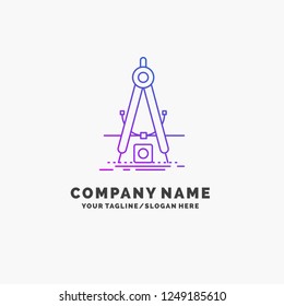 Design, measure, product, refinement, Development Purple Business Logo Template. Place for Tagline