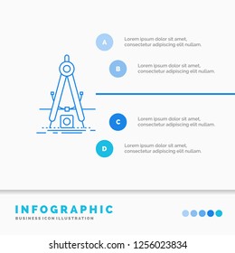 Design, measure, product, refinement, Development Infographics Template for Website and Presentation. Line Blue icon infographic style vector illustration