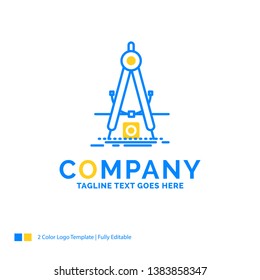 Design, measure, product, refinement, Development Blue Yellow Business Logo template. Creative Design Template Place for Tagline.