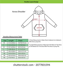 Hoodie’s Design with Measurement Chart and Template 