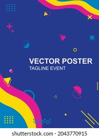 Design Memphis Style Poster.  Gradient Bakground Bright Poster. Abstract shapes composition vector.