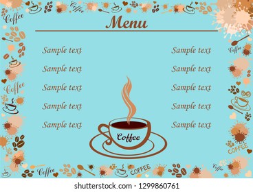 Design a menu for the cafe, a restaurant, coffee shop. Coffee shop logo with vintage typographic decoration elements. Menu for hot drinks. Templates for flyers, banners, restaurant or cafe menu design