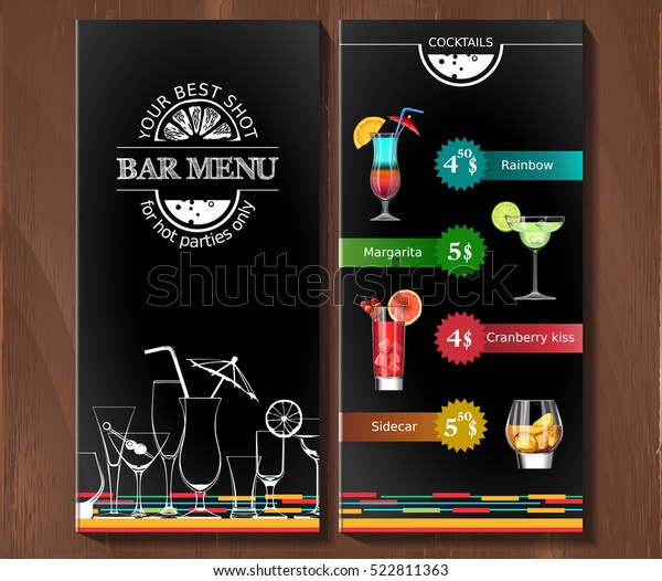 Design menu\
for cocktail bar in the corporate\
style.