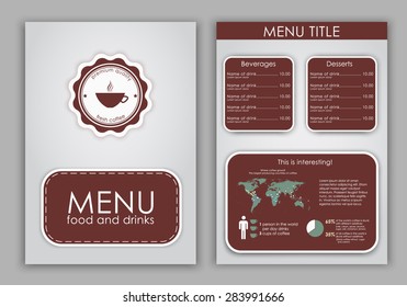 Design a menu for coffee (cafe, bar, restaurant) in a modern style, the logo and text. Vector illustration. set
