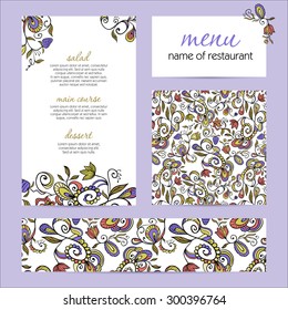 design for menu cover, wedding print, flyer template - vector illustration in hand drawn style