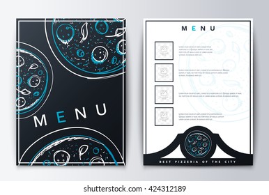 design menu food brochure culinary background for restaurant or coffee with pizza emblem ready