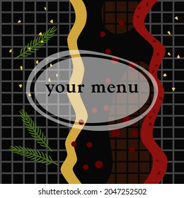 Diseño de la carta de platos principales, carnes o parrilladas.