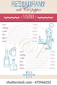 Design menu page for the restaurant. Custom logo, corporate identity, design.