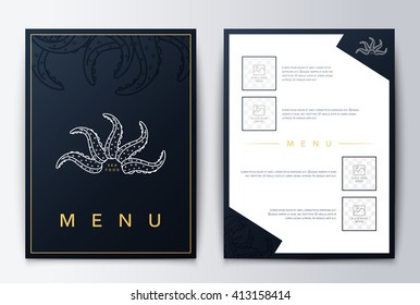 Design Menu Sea Food. Brochure Culinary Background For Restaurant Or Coffee.