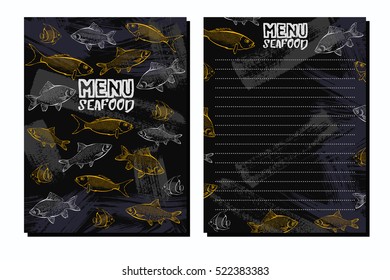 Design menu with seafood