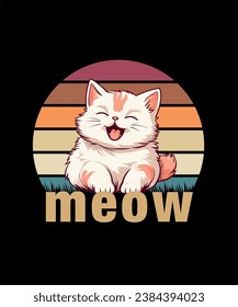 Design meow cat, t shirt graphic design vector illustration