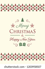 Design of Merry Christmas calligraphy with decorations. Vector.