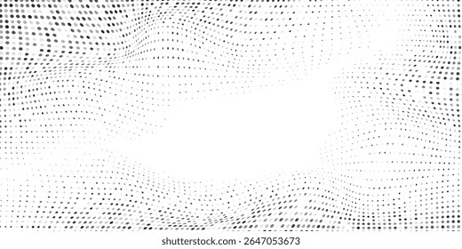Design de textura de gradiente de meio-tom de malha. Desaparecimento da ilustração do ponto de polca abstrato