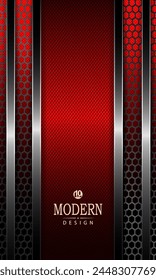 Design with a metal grille and a red frame with a frame.