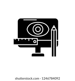 Design methodology black icon, vector sign on isolated background. Design methodology concept symbol, illustration 