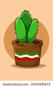 Design Mexican Cactus Cartoon Illustration