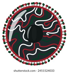 design for the mexican Cinco de Mayo holiday, namely a black sombrero decorated with various red, white and green stripes, for posters, packaging or textiles