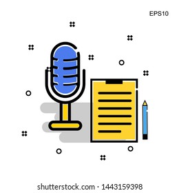 design microphone and paper icon notes. vector illustration