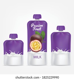 Design Milk Packaging for Passion Frucht.Vektorgrafik 