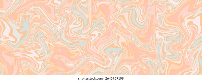Das Design imitiert die organischen, fließenden Muster von flüssigem Marmor oder Acrylfarbe gießt, mit anmutigen Wirbeln von Pfirsich, hellorange, hellrosa, und ein Hauch von Minzgrün 
