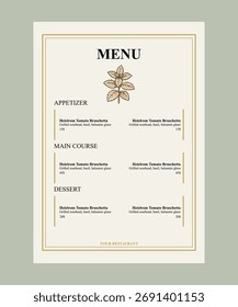 Design Minimalismus Restaurant Menü elegant
