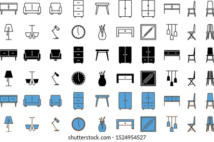 Design Minimalist Icon Set Furniture 2020 