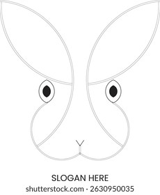 The design is minimalist. A simple line illustration of a rabbit's face.