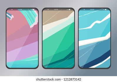 Design of mobile app. Set with sea waves