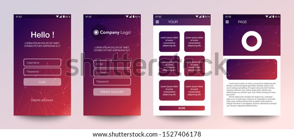 Design of mobile app, UI, UX, GUI. Set of user registration screens ...