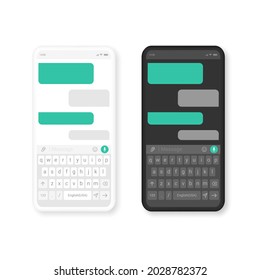 Design of a mobile application chat dialog box template. UI UX elements for web design. Vector realistic illustration.