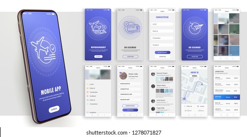 Design of the mobile application, UI, UX. A set of GUI screens with login and password input. Travel and ticketing , rating and statistics settings and payment screens.